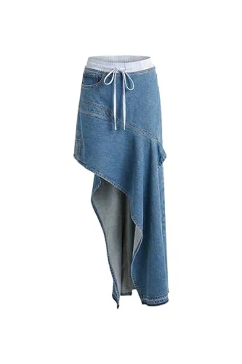 MONSE, Deconstructed Washed Denim Skirt