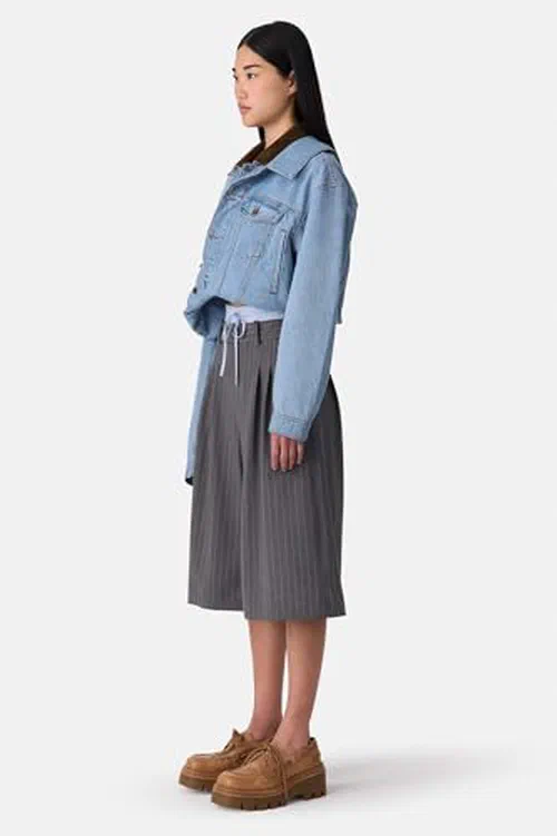 MONSE, Double Loop Hem Doubled Denim Jacket, M — view 3