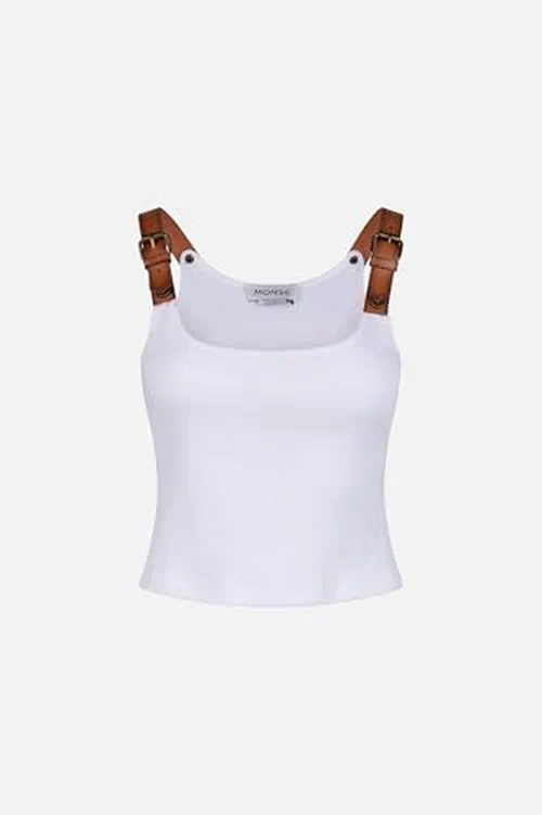 MONSE, Leather Harness Tank Top, M