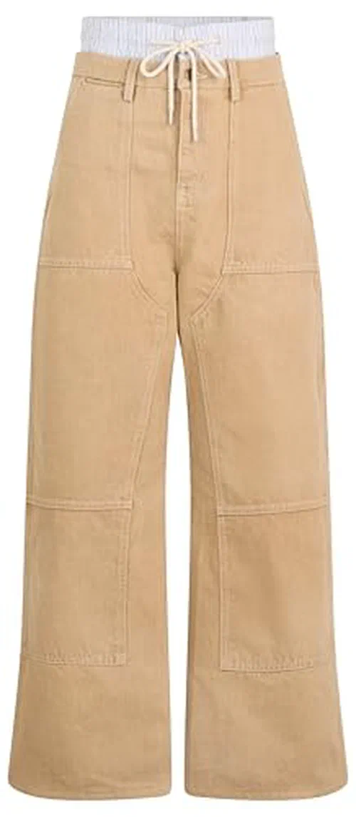 MONSE, Washed Double Waistband Wide-Leg Jeans