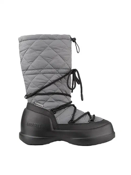 Moon Boot Unisex Mezzaluna Quilted High Snow Boots, Grey - 9
