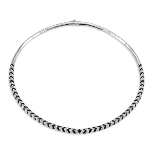 Noir Contour 1.46 Carat Onyx & Diamond Collar Necklace in 18K White Gold