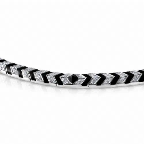 Noir Contour 1.46 Carat Onyx & Diamond Collar Necklace in 18K White Gold — view 3