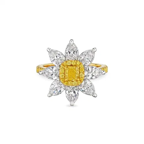 Orea Bloom 2.19 Carat Diamond Ring in 18K Yellow Gold & Platinum