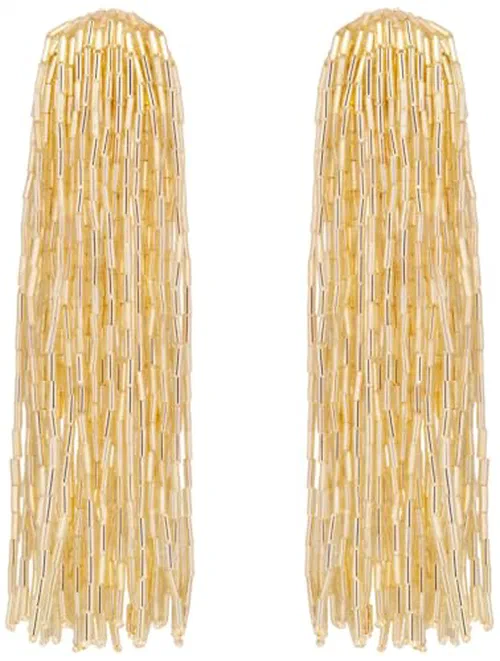 Oscar de la Renta, Beaded Tassel Drop Clip-On Earrings