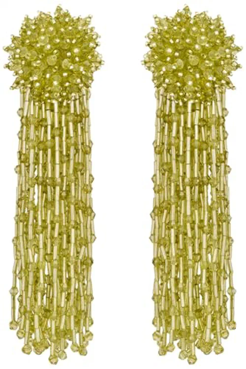 Oscar de la Renta, Beaded Tassel Drop Clip-On Earrings