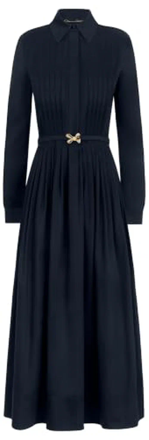 Oscar De La Renta, Bow Belt Cotton Stretch Twill Dress