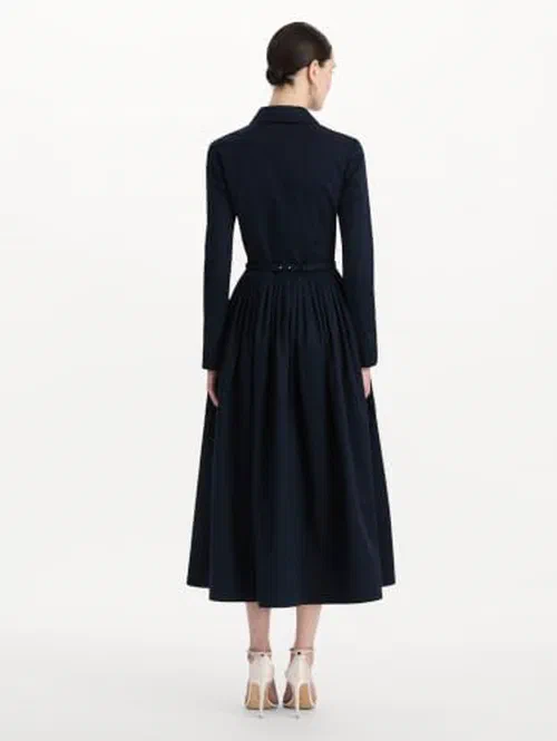 Oscar De La Renta, Bow Belt Cotton Stretch Twill Dress — view 3