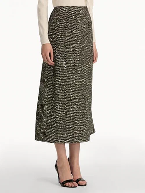 Oscar de la Renta, Chevron Wool Skirt — view 3