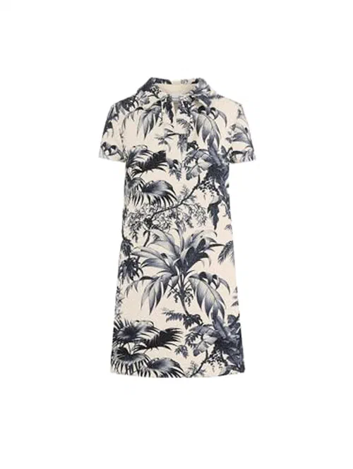 Oscar de la Renta, Chiné Palm Leaves Shift Dress