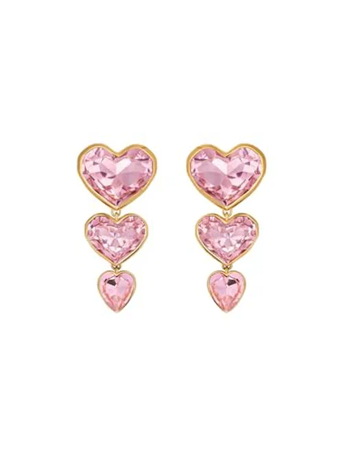 Oscar de la Renta, Crystal Heart Drop Clip-On Earrings