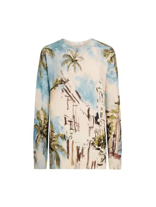 Oscar de la Renta, Dominican Landscape Oversized Pullover, S