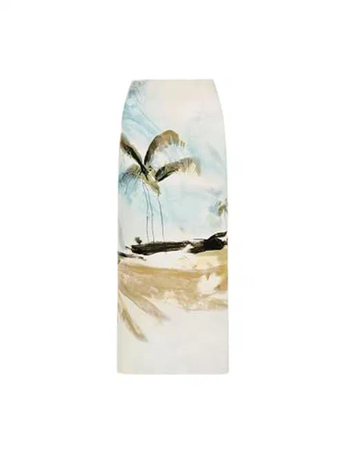 Oscar de la Renta, Dominican Landscape Pencil Skirt