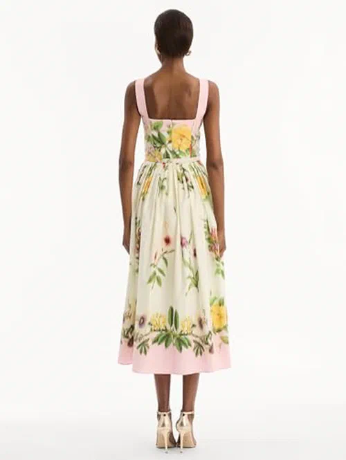 Oscar de la Renta, Dominican Mixed-Floral Cotton Poplin Dress — view 3