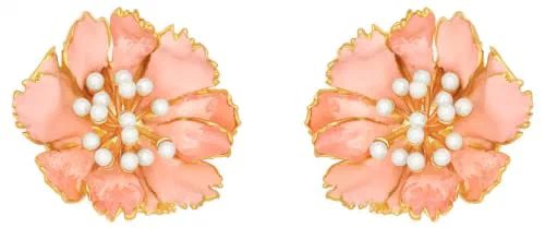 Oscar De La Renta, Enamel Carnation Clip-On Earrings