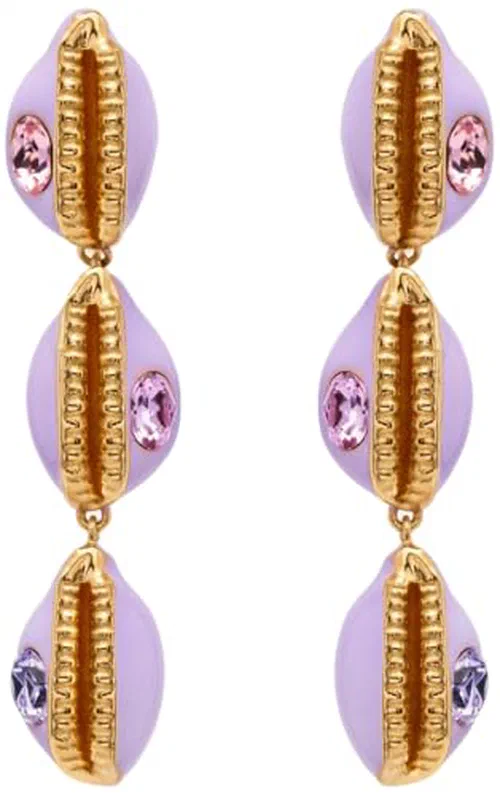 Oscar de la Renta, Enamel Cowrie Shell Clip-On Earrings
