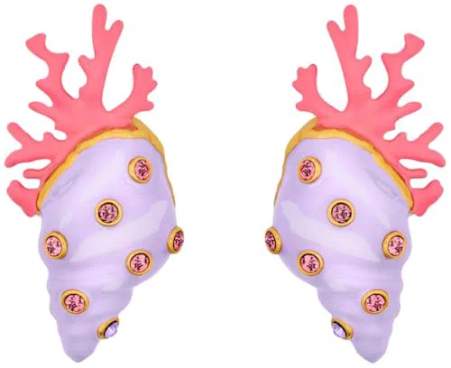 Oscar de la Renta, Enamel Seashell And Coral Earrings