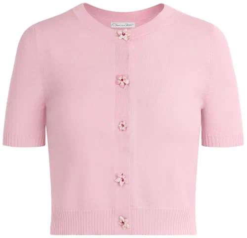 Oscar de la Renta, Floral Button Cropped Cardigan, XL