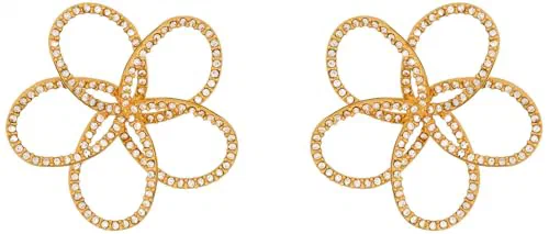 Oscar de la Renta, Flower Rhinestone Chain-Link Earrings