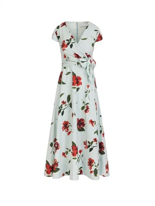 Oscar de la Renta, Hibiscus Cotton Poplin Wrap Dress