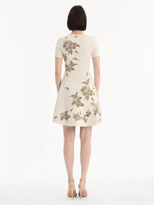 Oscar de la Renta, Hibiscus Metallic Jacquard Dress, XL — view 3