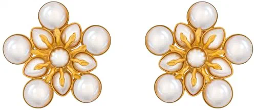 Oscar de la Renta, Large Pearl Flower Clip-On Earrings