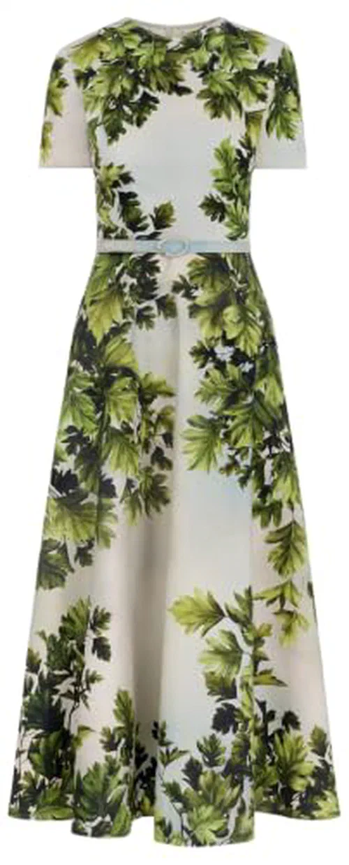 Oscar De La Renta, Maple Leaves Cotton Poplin Dress