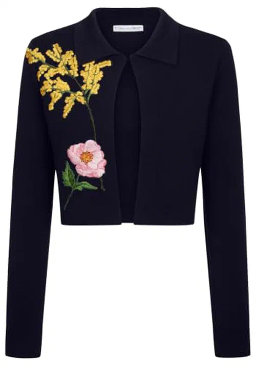 Oscar De La Renta, Mixed Botanical Cropped Jacket, M