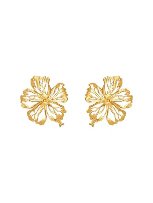 Oscar de la Renta, Openwork Hibiscus Earrings