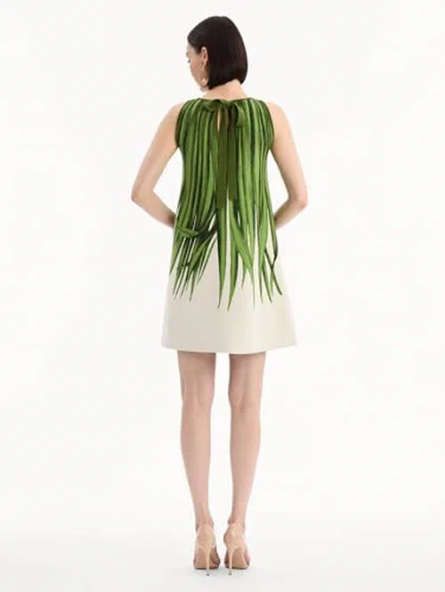 Oscar de la Renta, Palm Leaves Jacquard Shift Dress, XS — view 3