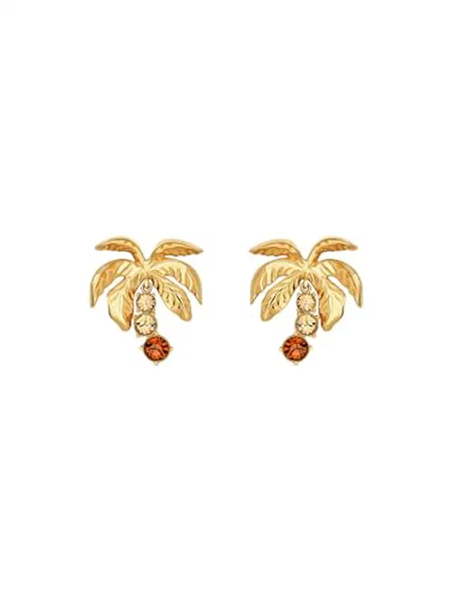 Oscar de la Renta, Palm Tree Crystal Clip-On Earrings