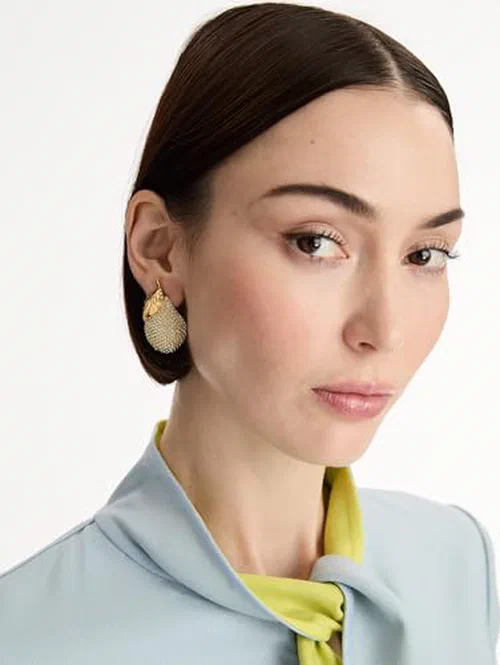 Oscar de la Renta, Pavé Pear Earrings — view 3