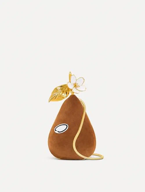 Oscar de la Renta, Pear Minaudière In Suede, OS