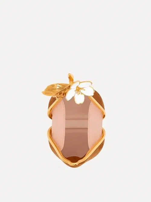 Oscar de la Renta, Pear Minaudière In Suede, OS — view 3