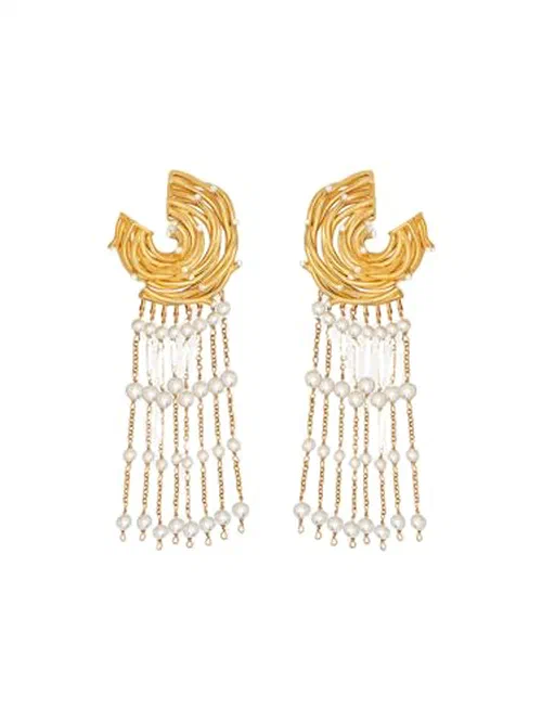 Oscar de la Renta, Pearl Nest Chandelier Clip-On Earrings