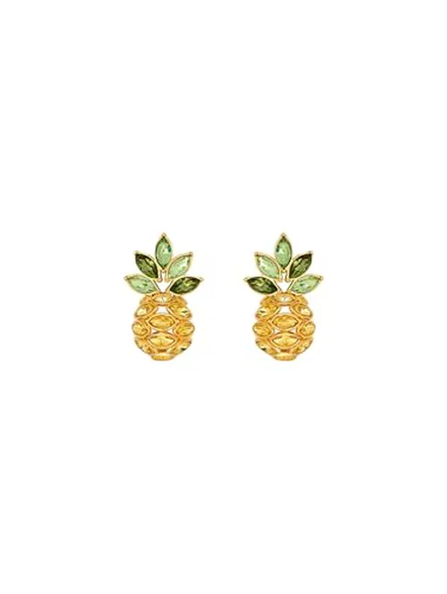 Oscar de la Renta, Pineapple Crystal Leaf Clip-On Earrings