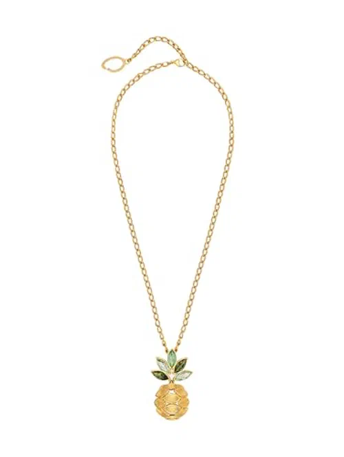 Oscar de la Renta, Pineapple Crystal Leaf Pendant Necklace