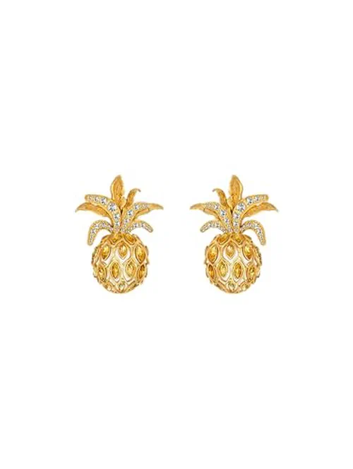 Oscar de la Renta, Pineapple Pavé Clip-On Earrings
