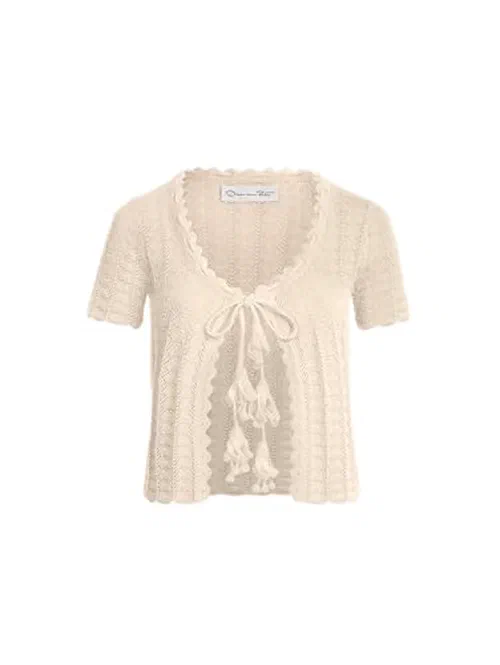 Oscar de la Renta, Pointelle Weave Cardigan, XL