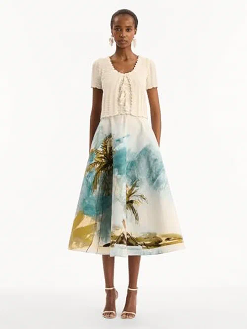 Oscar de la Renta, Pointelle Weave Cardigan, XL — view 3