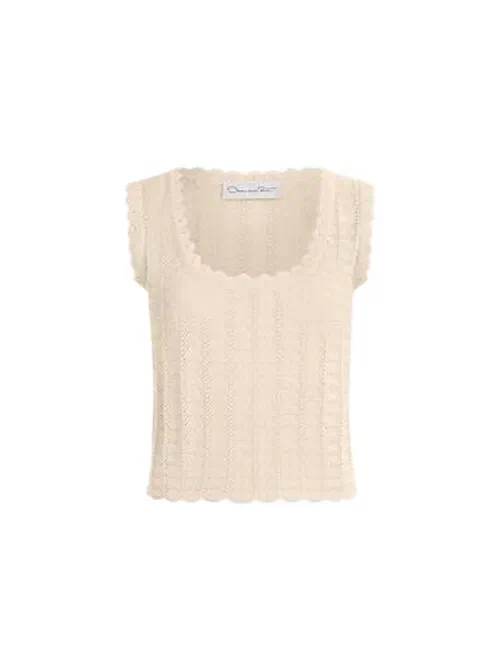 Oscar de la Renta, Pointelle Weave Tank, XL