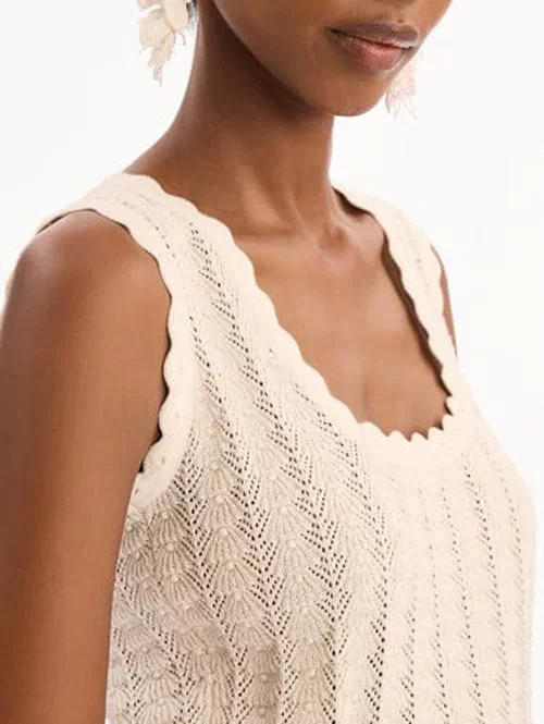 Oscar de la Renta, Pointelle Weave Tank, XL — view 3