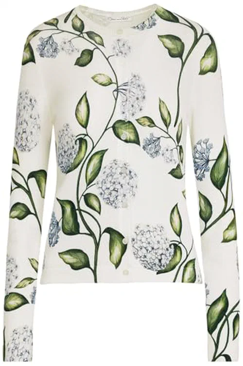 Oscar de la Renta, Porcelain Flower-Printed Cardigan, XS
