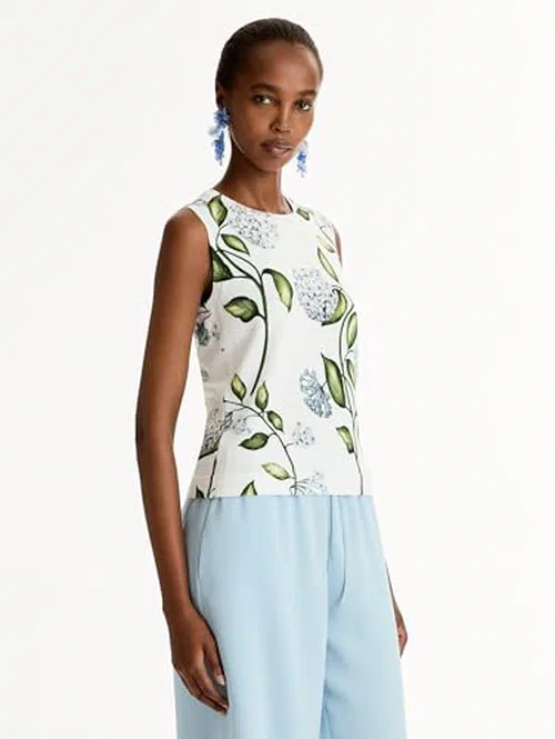 Oscar de la Renta, Porcelain Flower-Printed Tank, XS — view 3