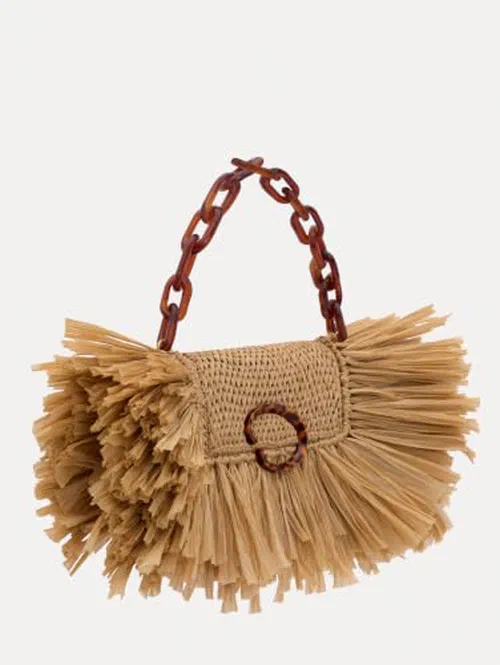 Oscar de la Renta, Raffia Fringe O Pochette — view 3