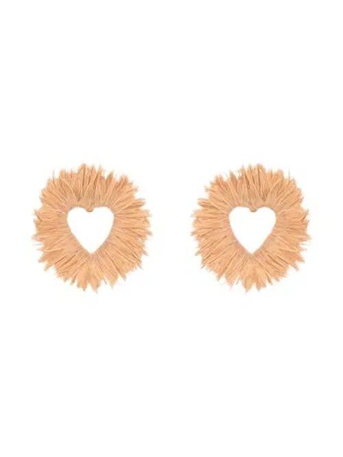 Oscar de la Renta, Raffia Heart Earrings