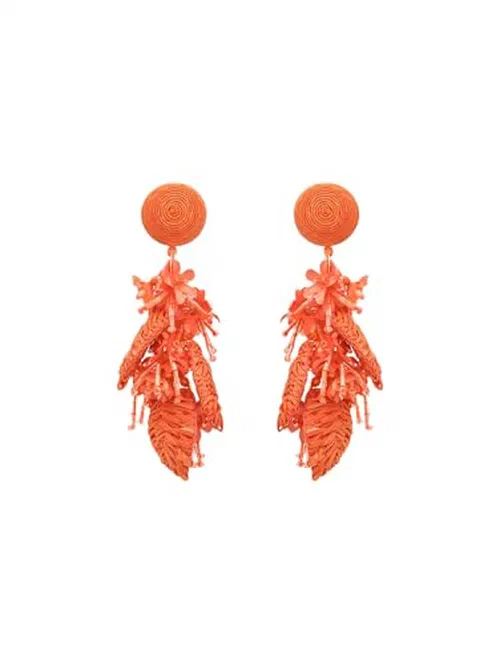 Oscar de la Renta, Raffia Tassel Bouquet Clip-On Earrings