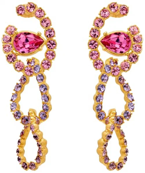 Oscar de la Renta, Rhinestone Chain-Link Clip-On Earrings