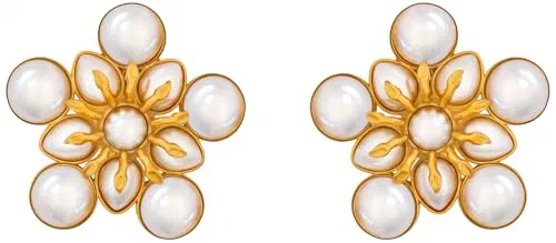 Oscar de la Renta, Small Pearl Flower Clip-On Earrings