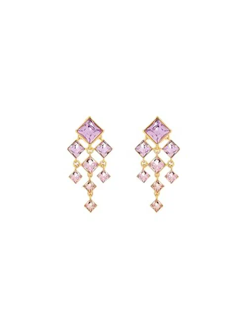 Oscar de la Renta, Square-Cut Rhinestone Chandelier Clip-On Earrings